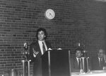 Man gives speech at Athletic Awards banquet, circa 1980s by Clark University