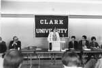 Woman gives speech at Athletic Awards banquet, 1982 by Clark University