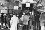 People gathered outside building during Black Student Union sit-in, February 20, 1969 by Clark University and Michael J. Novia