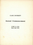 Commencement Program [Spring 1926] by Clark University
