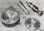 [286] Parts of oxygen pump including main casing, outlet nozzle, impeller shaft, April 1 1941 by Esther C. Goddard